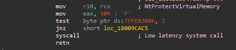 NtProtectVirtualMemory dissassembly